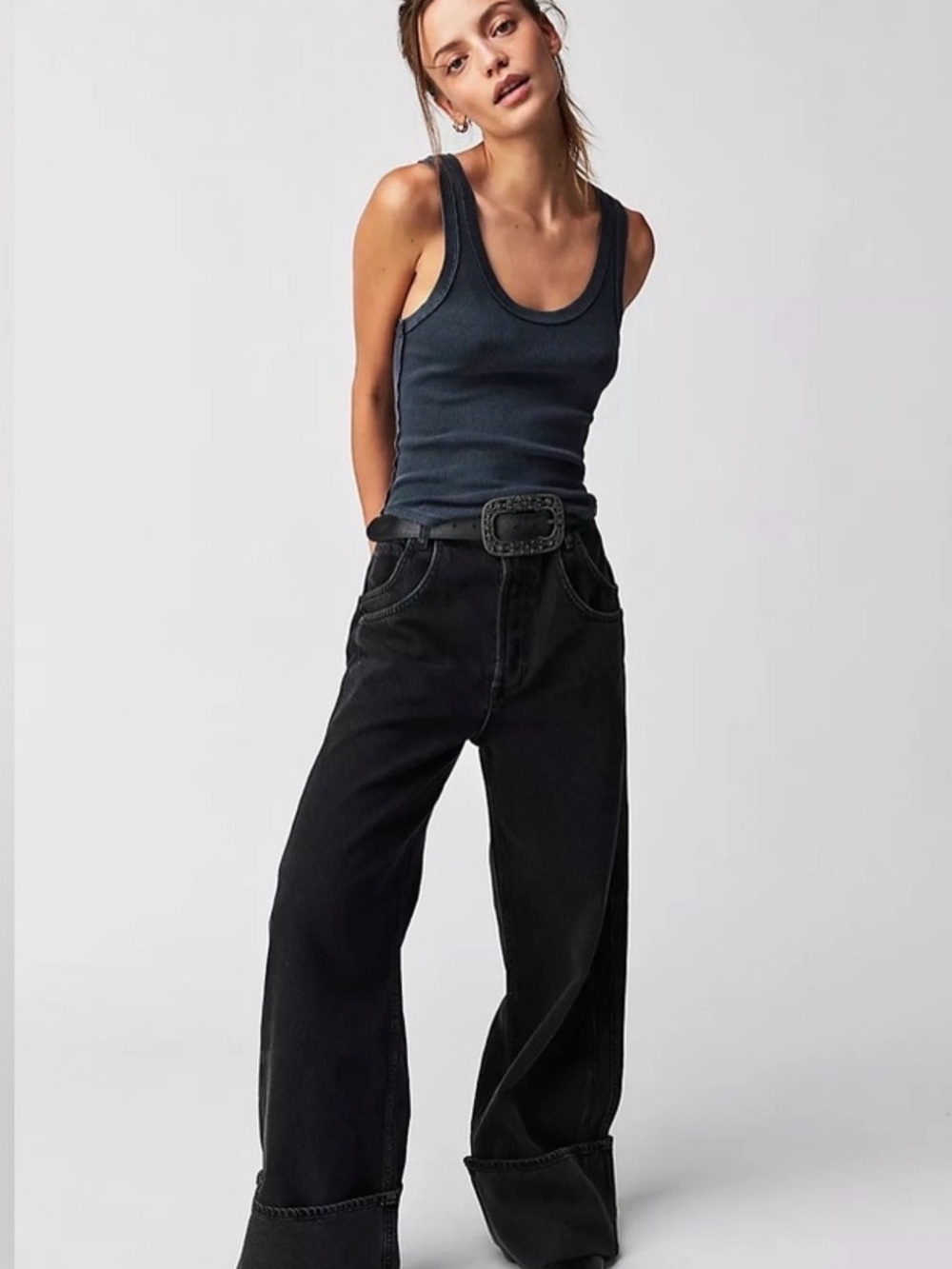 NWT Free People We The Free Final Countdown Low Rise Boyfriend Jeans Black 29